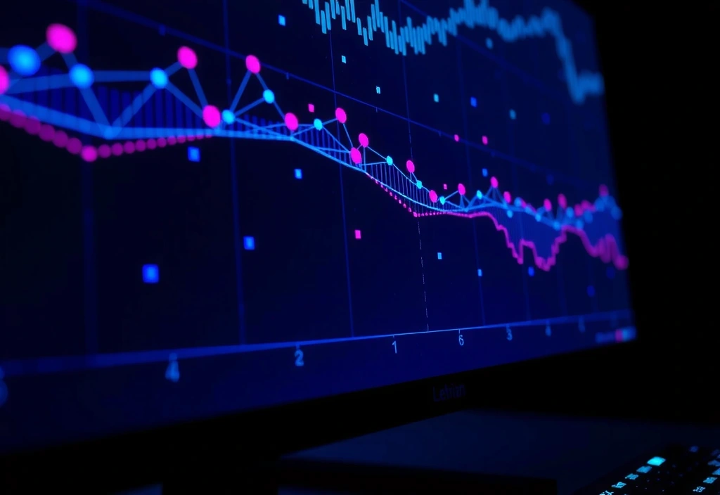 Abstract data visualization on a monitor screen