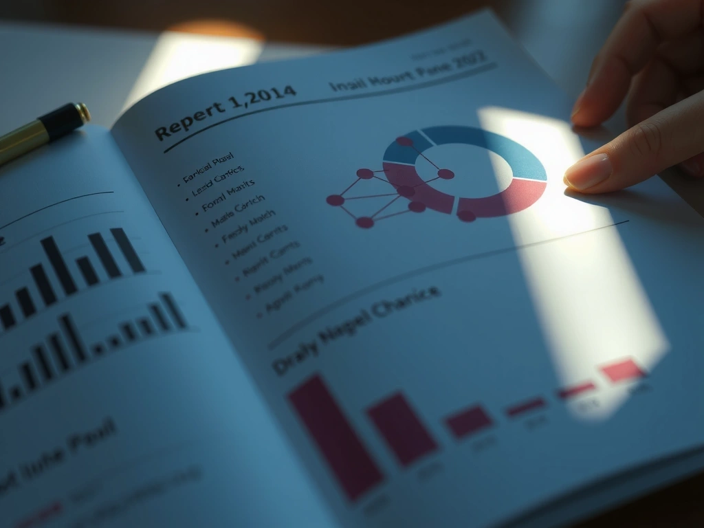 Close-up of research report with data visualization